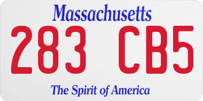 MA license plate 283CB5