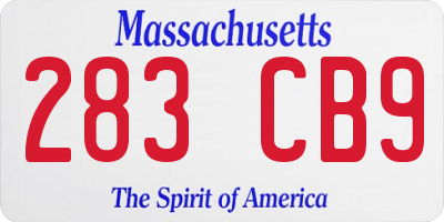 MA license plate 283CB9
