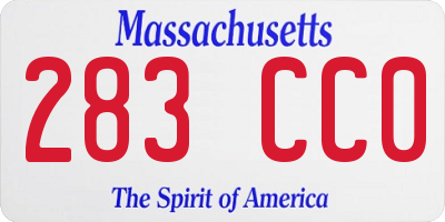 MA license plate 283CC0