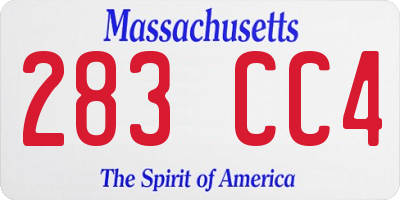 MA license plate 283CC4