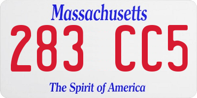 MA license plate 283CC5