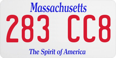 MA license plate 283CC8