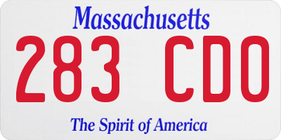MA license plate 283CD0
