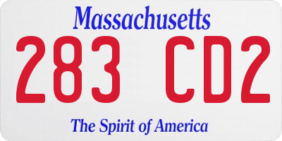 MA license plate 283CD2