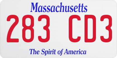 MA license plate 283CD3