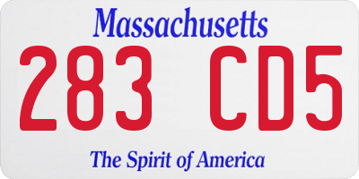 MA license plate 283CD5