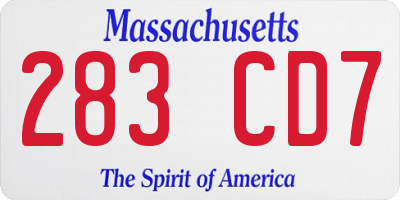 MA license plate 283CD7