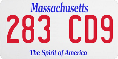 MA license plate 283CD9