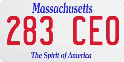 MA license plate 283CE0
