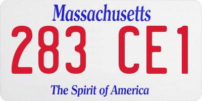 MA license plate 283CE1