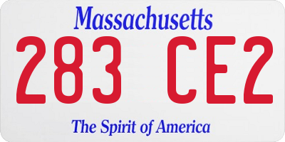 MA license plate 283CE2