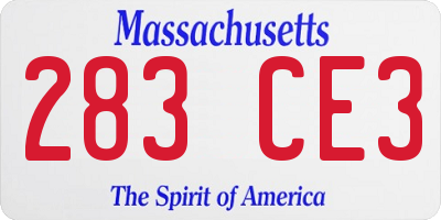 MA license plate 283CE3