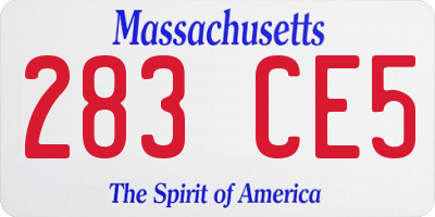 MA license plate 283CE5