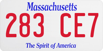 MA license plate 283CE7
