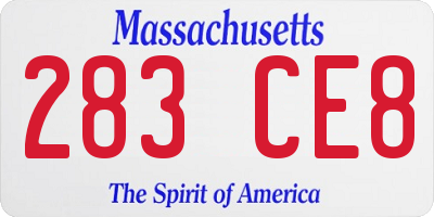 MA license plate 283CE8