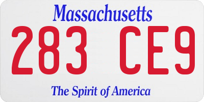 MA license plate 283CE9