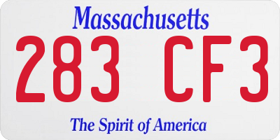 MA license plate 283CF3