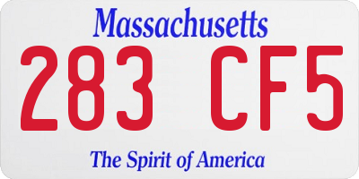 MA license plate 283CF5