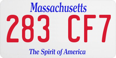 MA license plate 283CF7