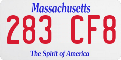 MA license plate 283CF8