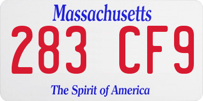 MA license plate 283CF9