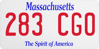 MA license plate 283CG0