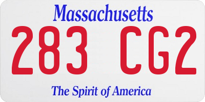 MA license plate 283CG2