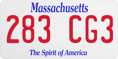 MA license plate 283CG3