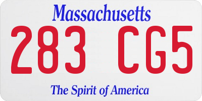 MA license plate 283CG5