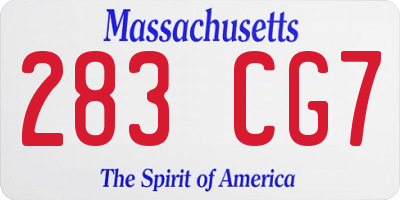 MA license plate 283CG7