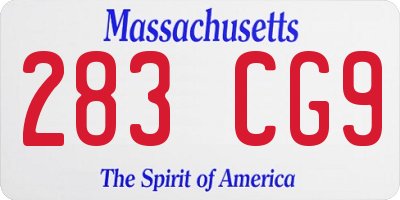 MA license plate 283CG9