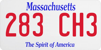 MA license plate 283CH3