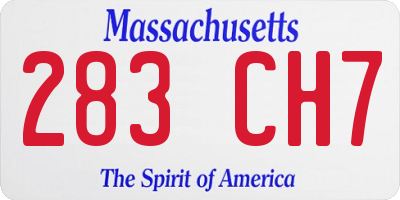 MA license plate 283CH7