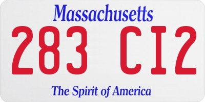 MA license plate 283CI2