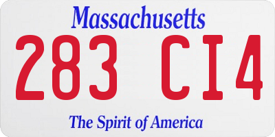 MA license plate 283CI4