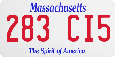 MA license plate 283CI5