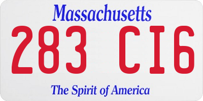 MA license plate 283CI6