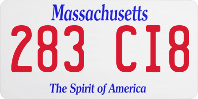 MA license plate 283CI8