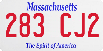 MA license plate 283CJ2