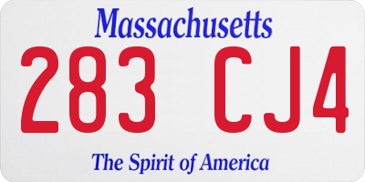 MA license plate 283CJ4