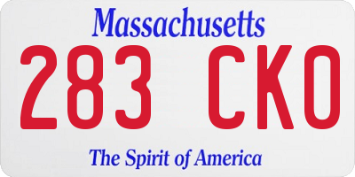 MA license plate 283CK0