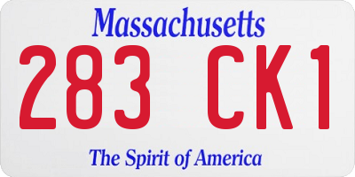 MA license plate 283CK1