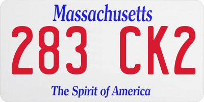 MA license plate 283CK2