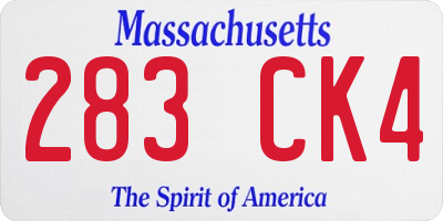 MA license plate 283CK4