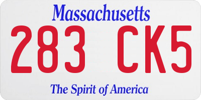MA license plate 283CK5