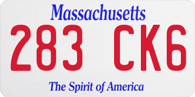 MA license plate 283CK6