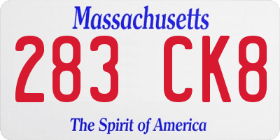 MA license plate 283CK8