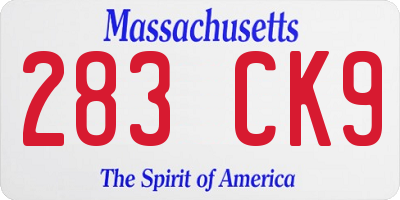 MA license plate 283CK9