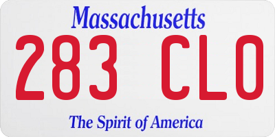 MA license plate 283CL0
