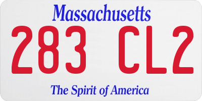 MA license plate 283CL2